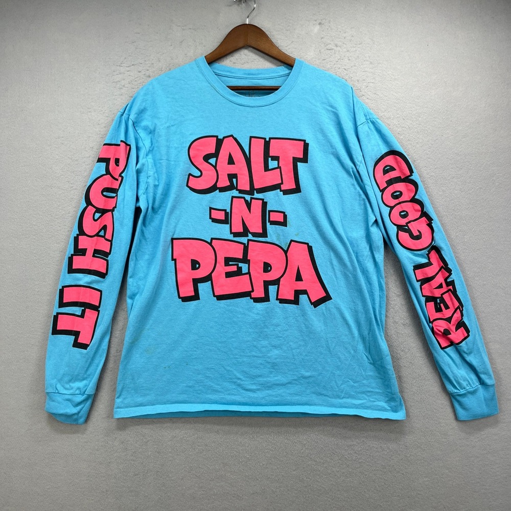 Salt N Pepa Long Sleeve T Shirt Mens XL Blue Live In Effect USA 19 Tour Graphic